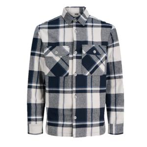 Camisa para hombre - Jack & Jones Jprrayle Melange - 12286804 - Azul - blanco
